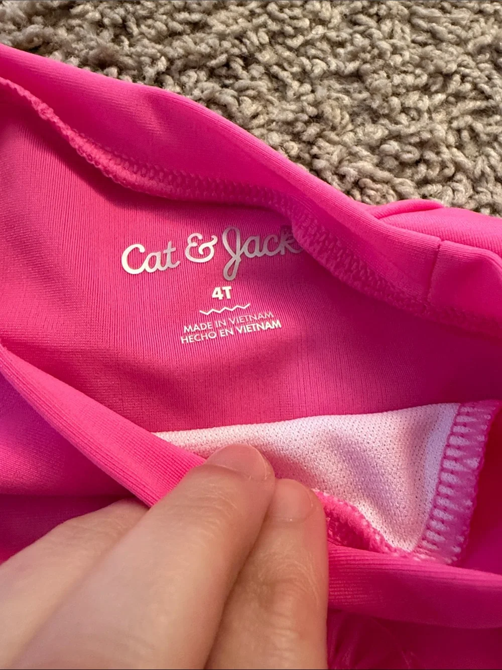 Cat & Jack Girls Pink Heart Rashguard Set and Strawberry Print Two-Piece Swim